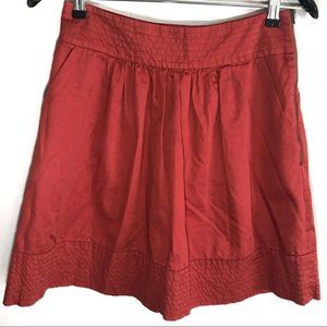 Odille Anthropologie 4 Orange A Line Midi Skirt